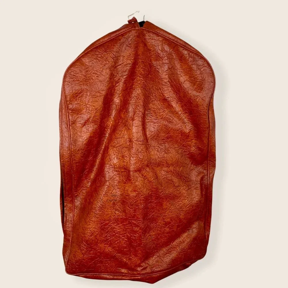 Vintage 70s Warm Orange Vinyl Garment Bag